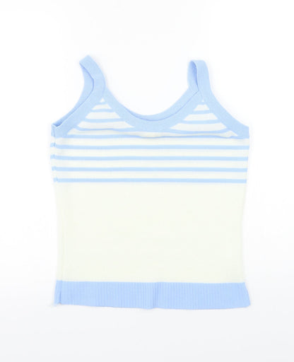 Tersuisse Womens Blue Striped Rayon Basic Tank Size 16