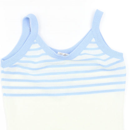 Tersuisse Womens Blue Striped Rayon Basic Tank Size 16