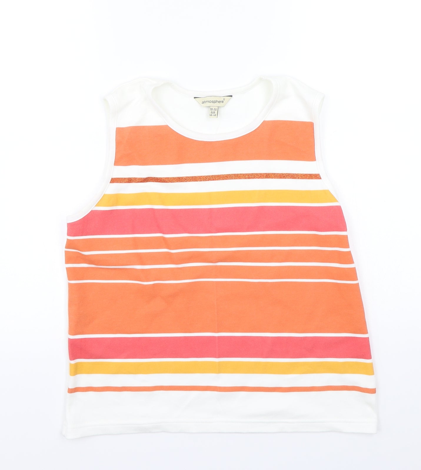 Primark Womens White Striped  Basic Tank Size 18