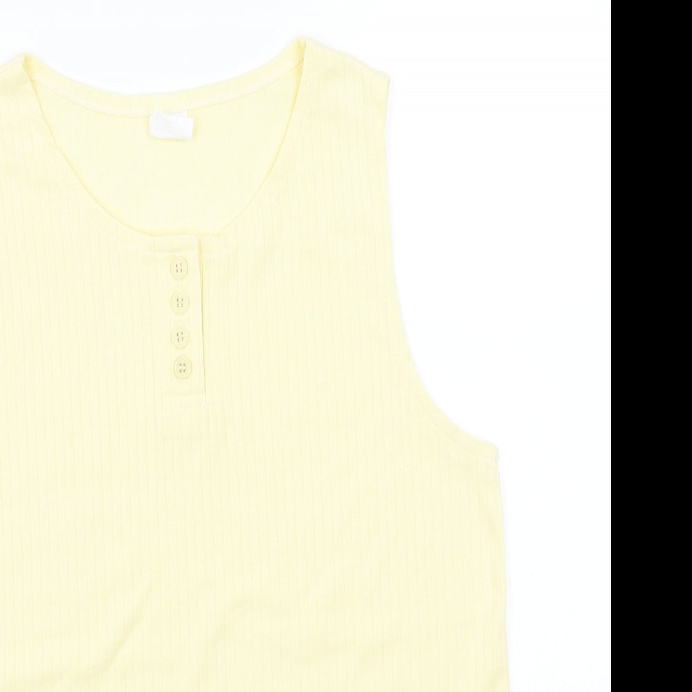 Womens UK Size 14 Preworn Yellow Basic Tank