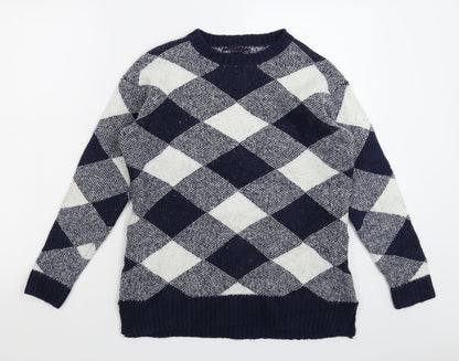 Marks & Spencer Womens Multicoloured Check Knit Pullover Jumper Size S