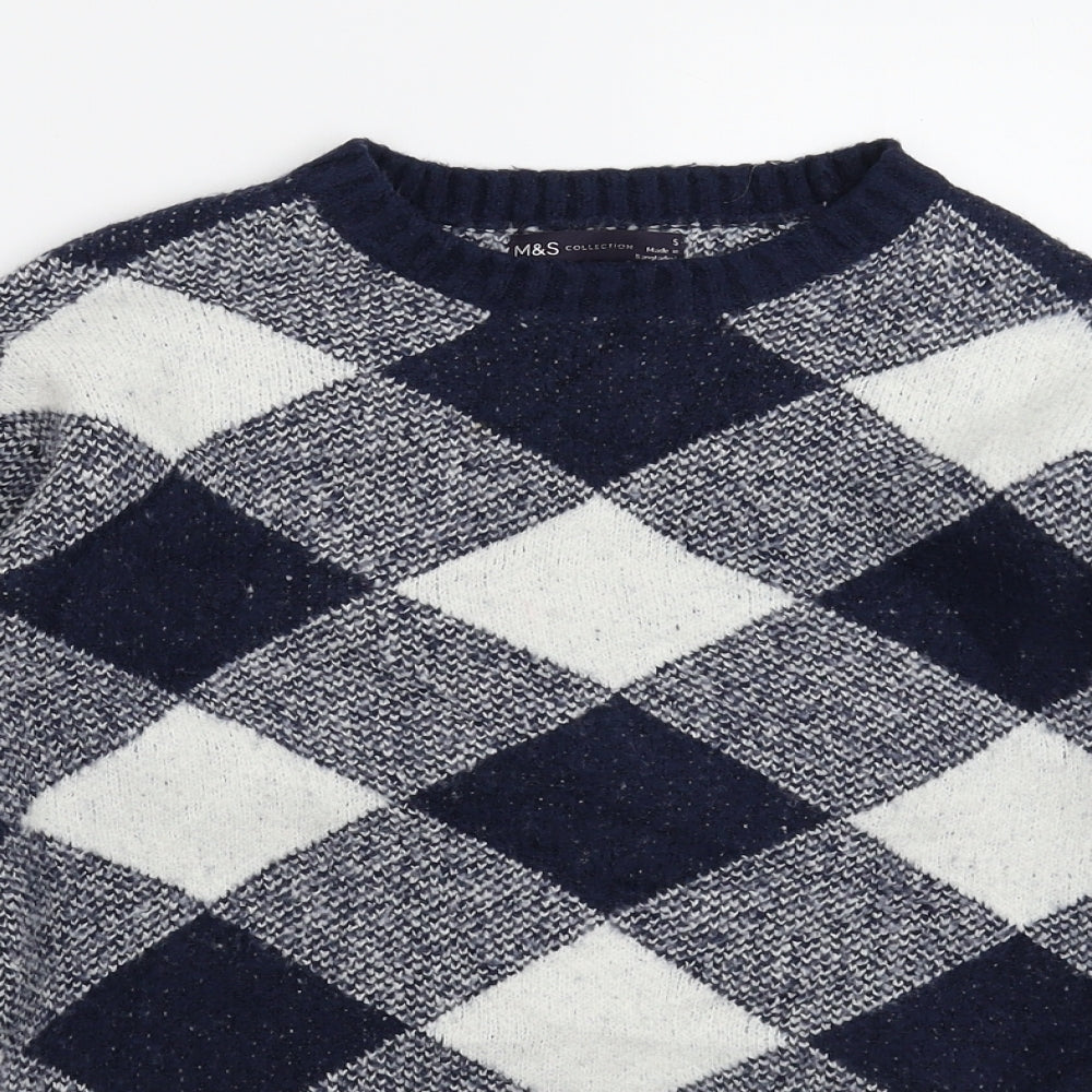 Marks & Spencer Womens Multicoloured Check Knit Pullover Jumper Size S