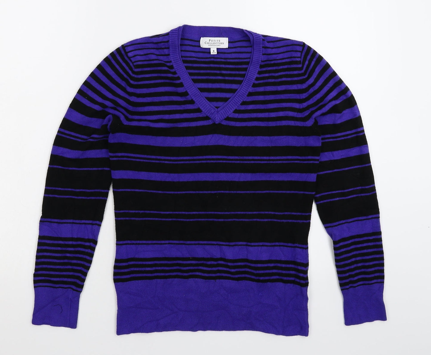 Debenhams Womens Purple Striped Knit Pullover Jumper Size 8