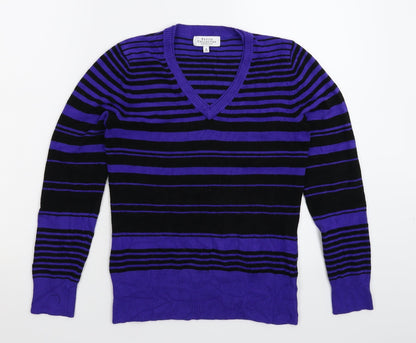 Debenhams Womens Purple Striped Knit Pullover Jumper Size 8
