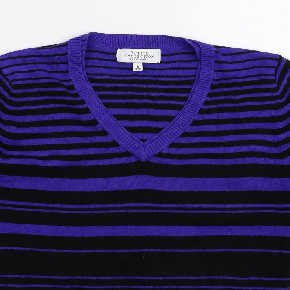 Debenhams Womens Purple Striped Knit Pullover Jumper Size 8