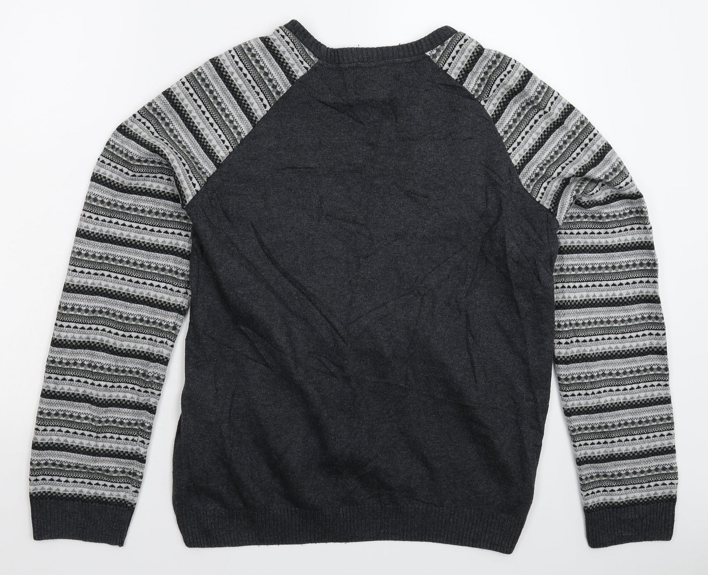 ASOS Mens Grey Geometric Knit Pullover Jumper Size M