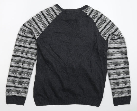 ASOS Mens Grey Geometric Knit Pullover Jumper Size M