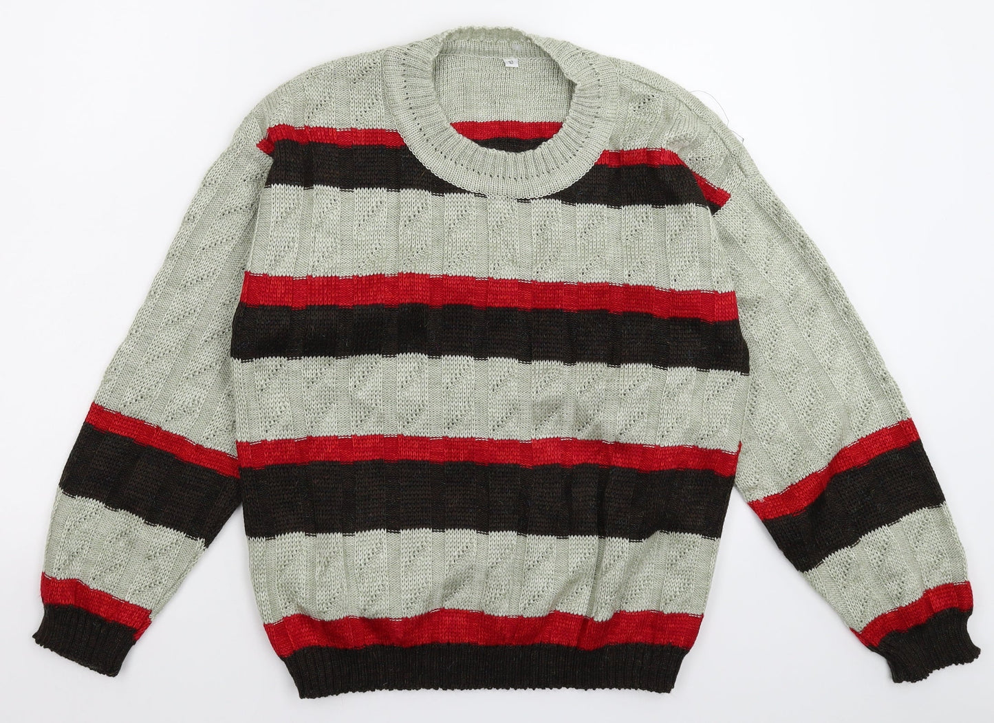 Preworn Womens Grey Striped Knit Pullover Jumper Size 10