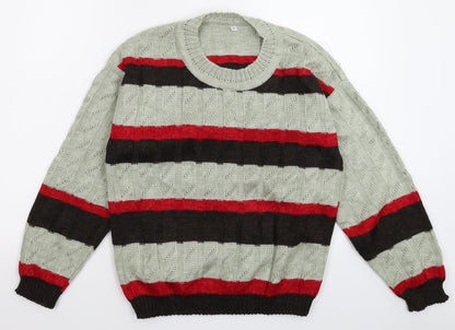Preworn Womens Grey Striped Knit Pullover Jumper Size 10