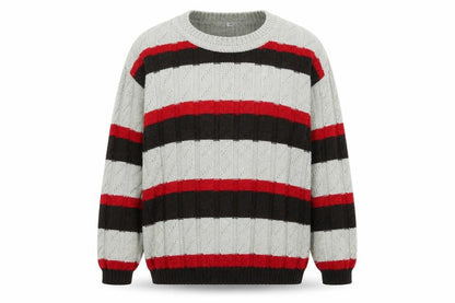 Preworn Womens Grey Striped Knit Pullover Jumper Size 10