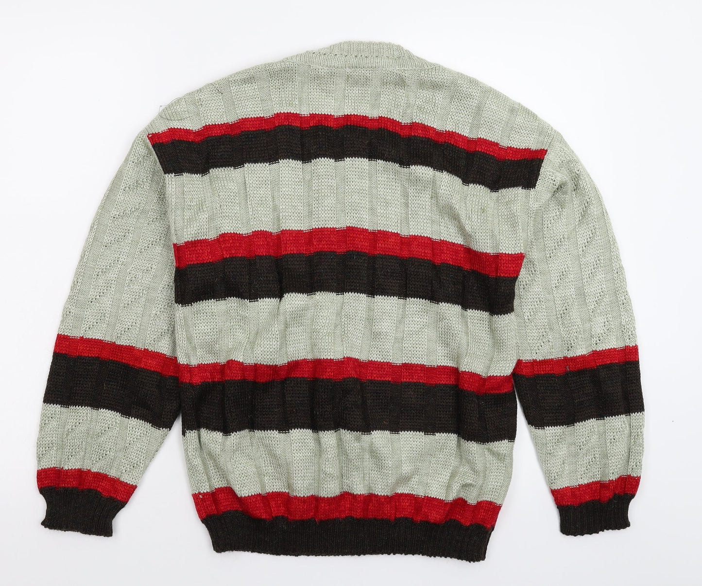 Preworn Womens Grey Striped Knit Pullover Jumper Size 10
