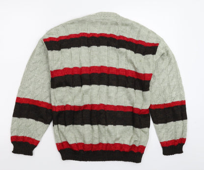 Preworn Womens Grey Striped Knit Pullover Jumper Size 10