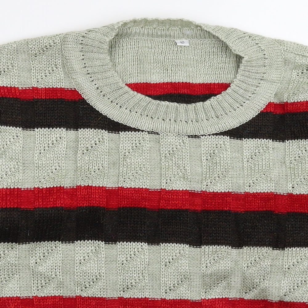 Preworn Womens Grey Striped Knit Pullover Jumper Size 10