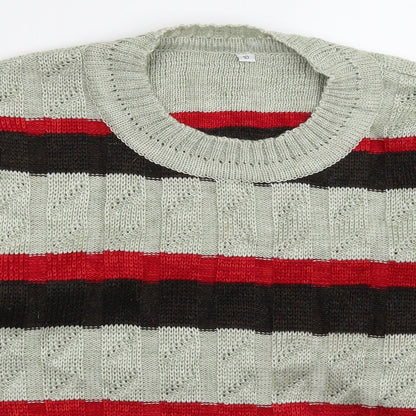 Preworn Womens Grey Striped Knit Pullover Jumper Size 10