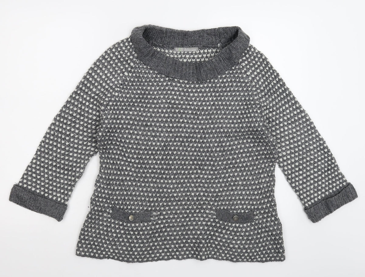 Marks & Spencer Womens Grey  Knit Pullover Jumper Size 10