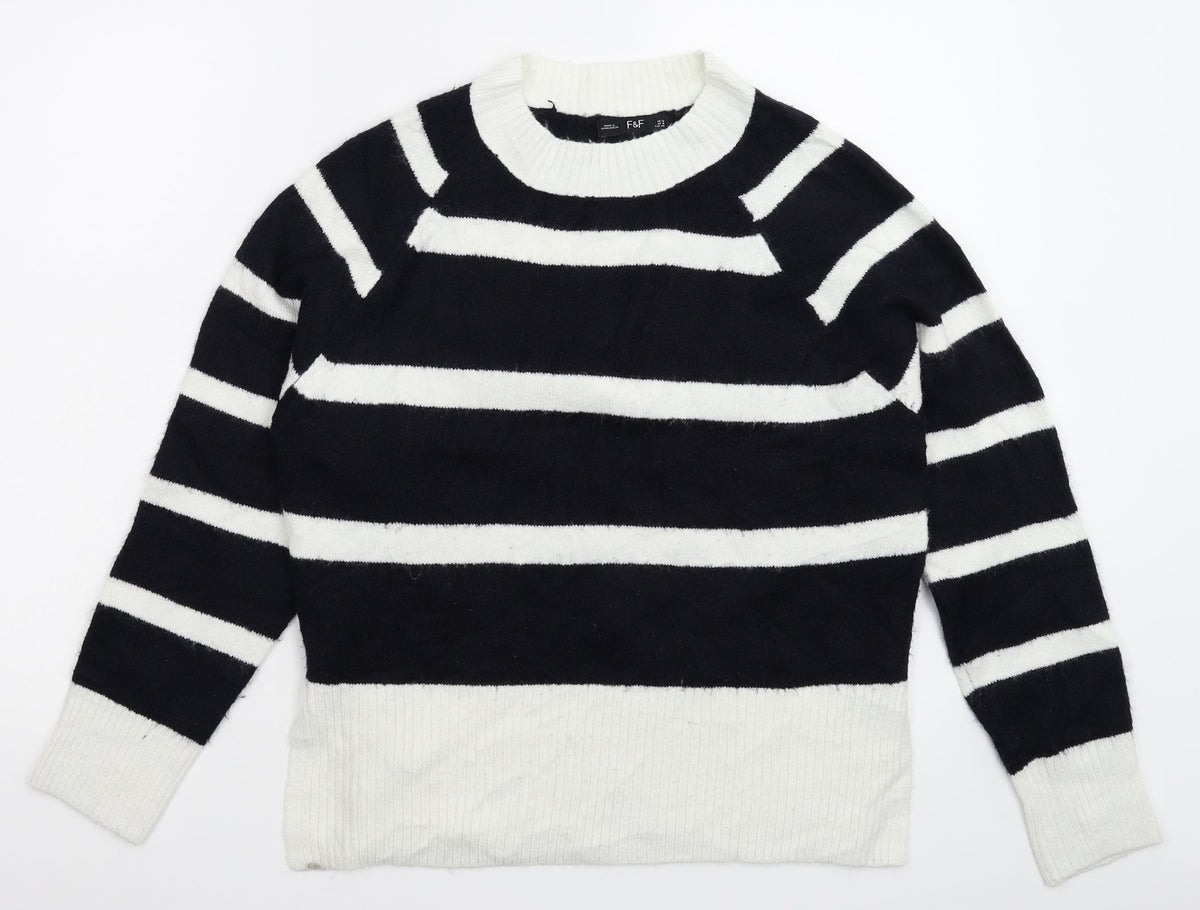 F&F Womens Multicoloured Striped Knit Pullover Jumper Size 12