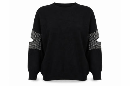 Wild Flower Womens Black  Knit Pullover Jumper Size L