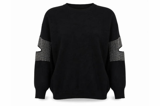 Wild Flower Womens Black  Knit Pullover Jumper Size L