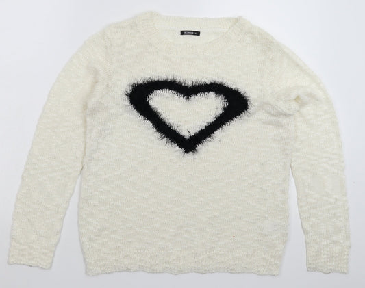 Roman Womens White  Knit Pullover Jumper Size 10
