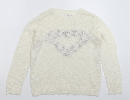 Roman Womens White  Knit Pullover Jumper Size 10