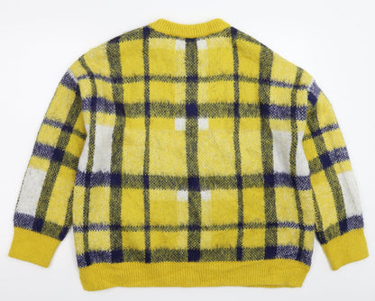 Warehouse Womens Multicoloured Check Knit Pullover Jumper Size 12