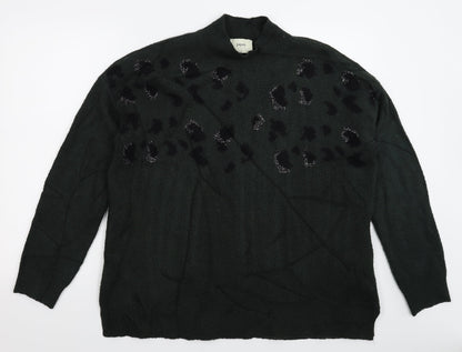 Matalan Womens Grey Animal Print Knit Pullover Jumper Size L