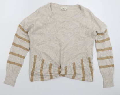 Yes Lola Womens Beige Striped Knit Pullover Jumper Size L