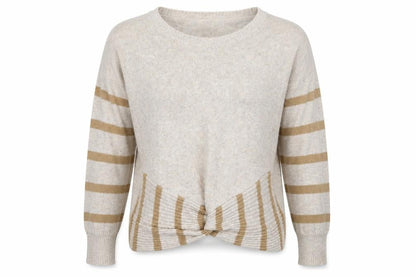 Yes Lola Womens Beige Striped Knit Pullover Jumper Size L