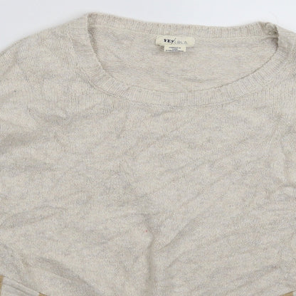 Yes Lola Womens Beige Striped Knit Pullover Jumper Size L