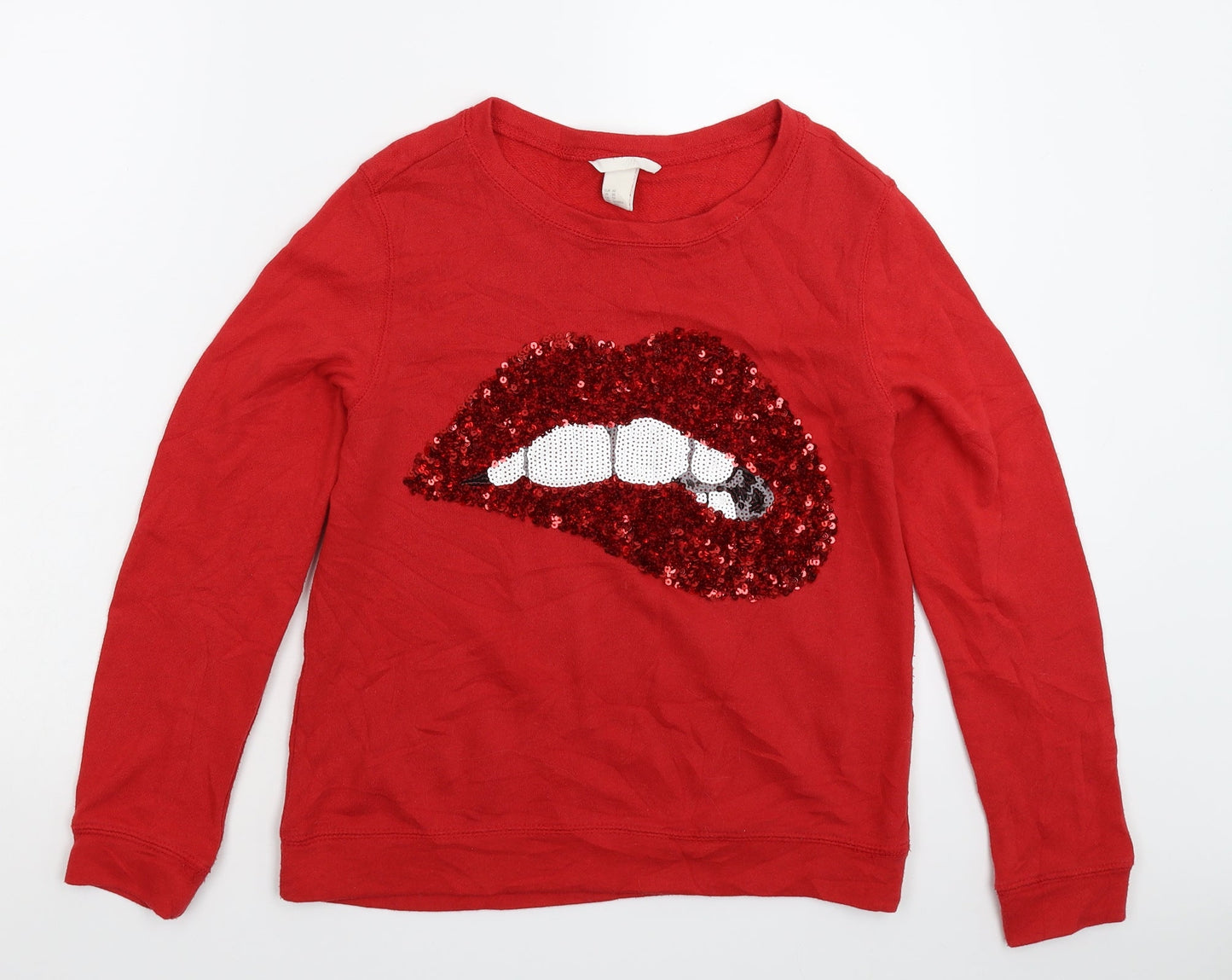 H&M Womens Red   Pullover Sweatshirt Size XS