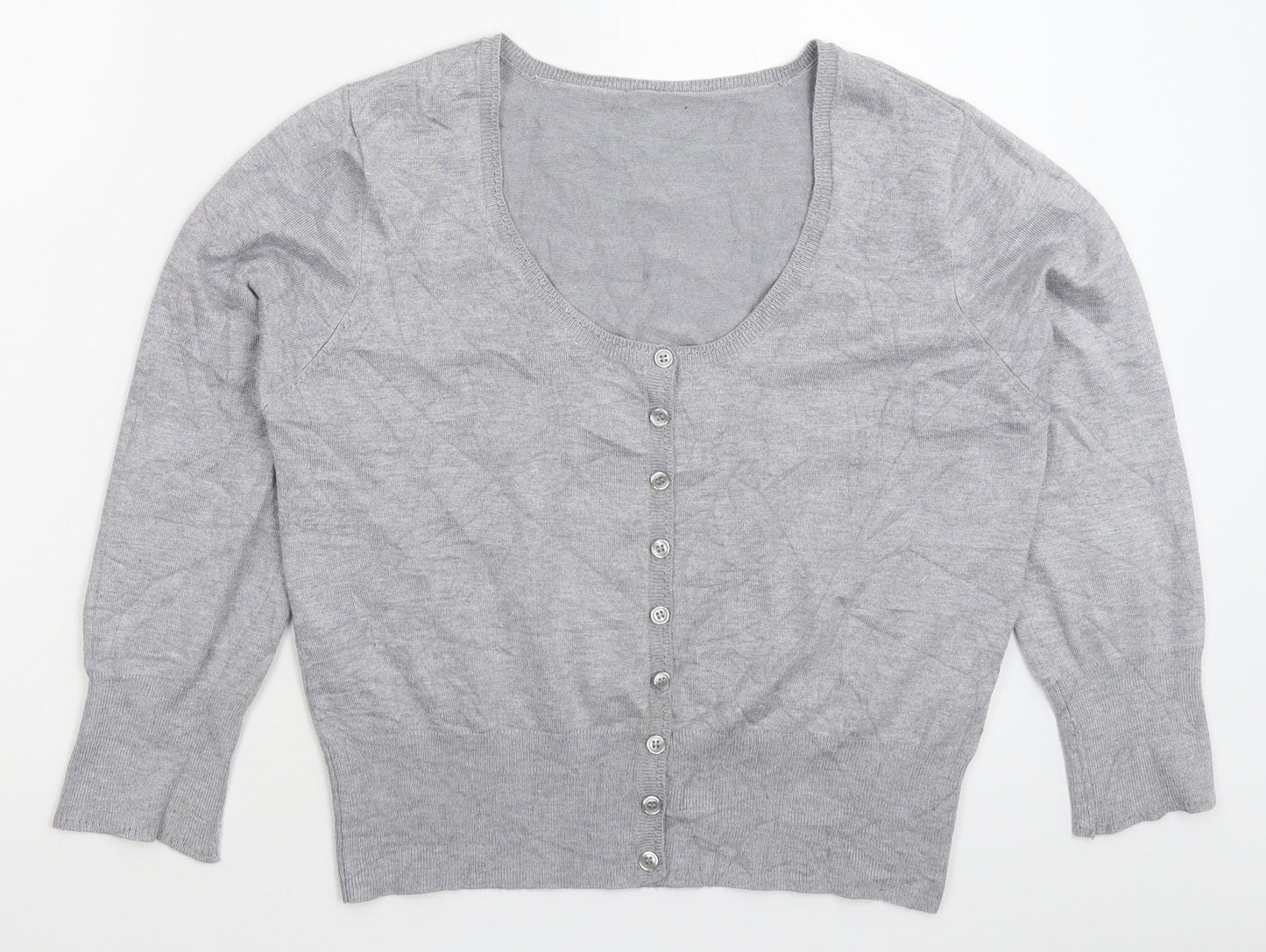 Preworn Womens Grey  Knit Cardigan Jumper Size L