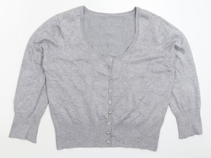 Preworn Womens Grey  Knit Cardigan Jumper Size L