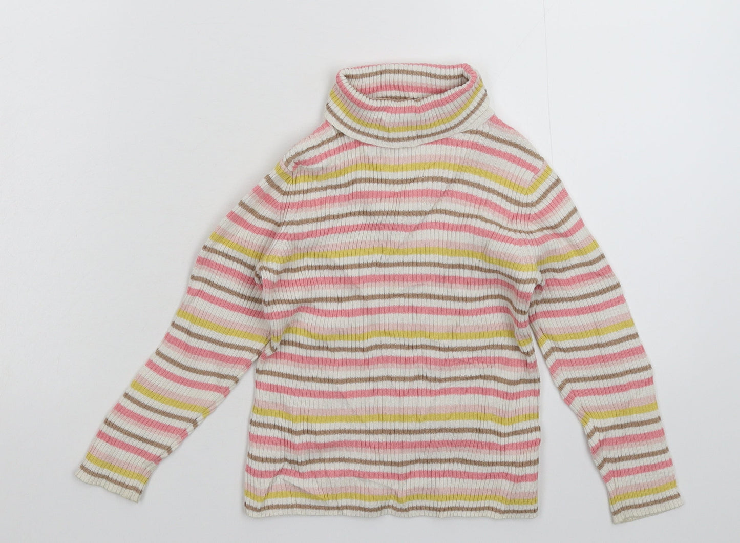 George Boys White Striped Knit Pullover Jumper Size 3-4 Years