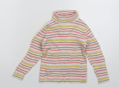 George Boys White Striped Knit Pullover Jumper Size 3-4 Years