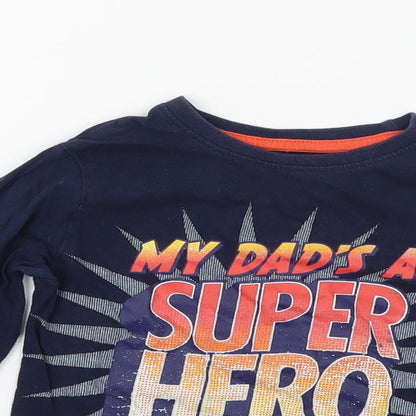 Primark Boys Blue   Pullover Sweatshirt Size 3-4 Years  - Dad Super hero