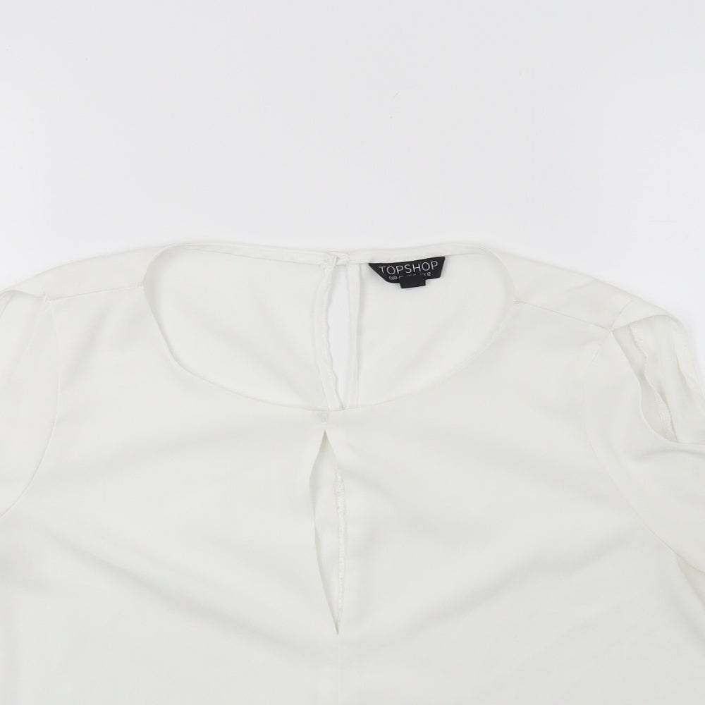 Womens UK Size 12 Topshop White Basic Blouse