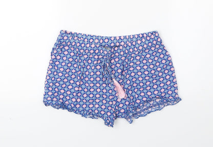 Primark Womens Blue Floral  Hot Pants Shorts Size 4 - Lounge Wear