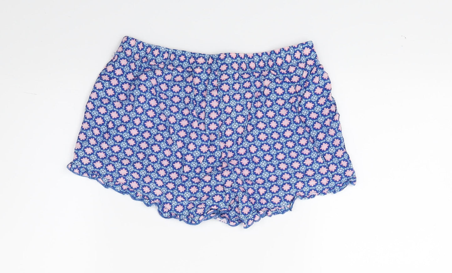 Primark Womens Blue Floral  Hot Pants Shorts Size 4 - Lounge Wear