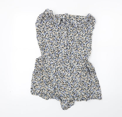 F&F Womens Blue Floral  Shorts One-Piece Size 10