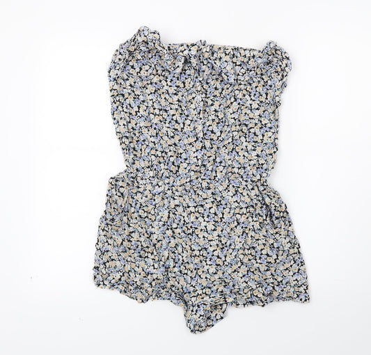 F&F Womens Blue Floral  Shorts One-Piece Size 10