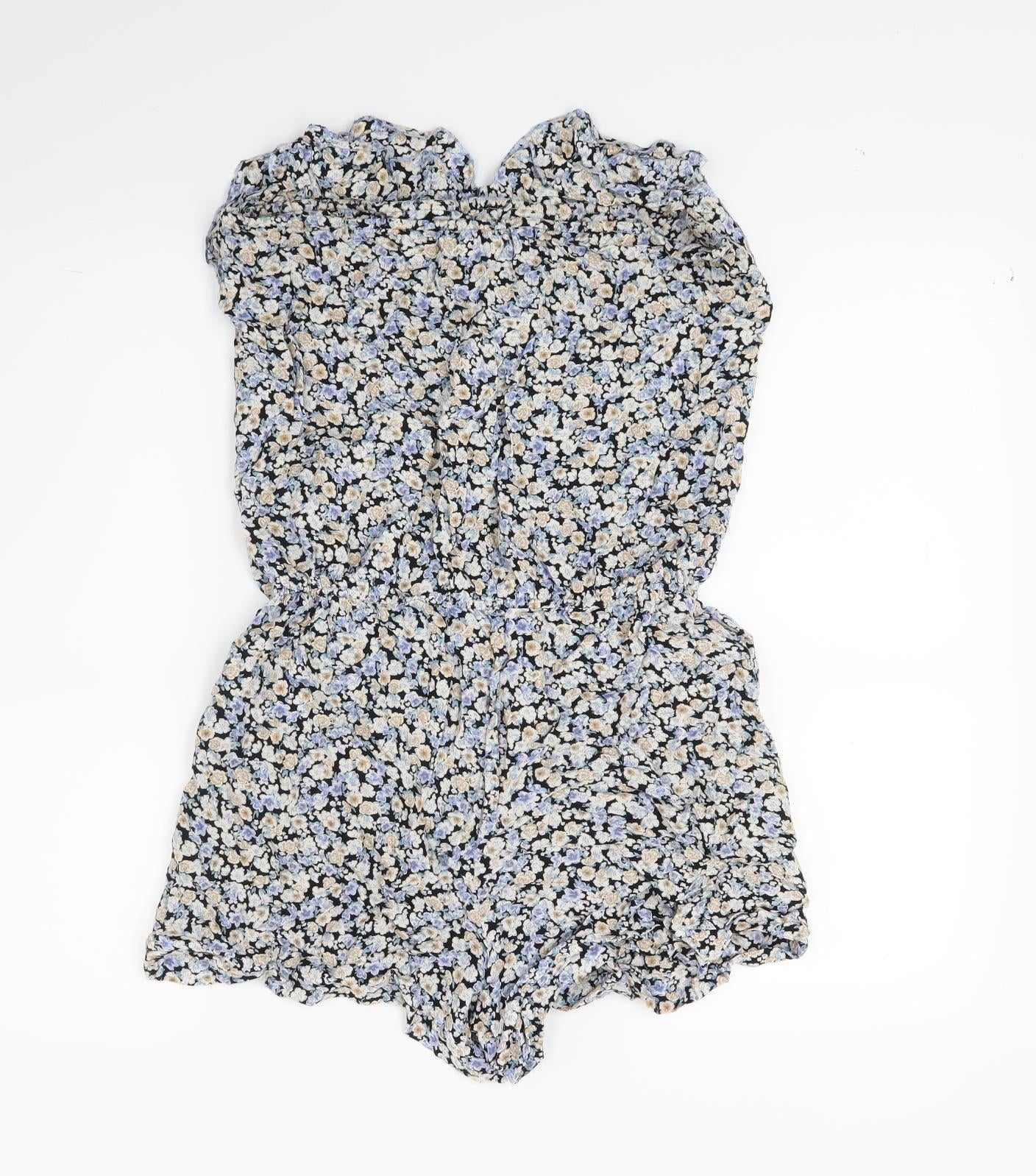 F&F Womens Blue Floral  Shorts One-Piece Size 10