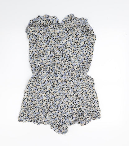 F&F Womens Blue Floral  Shorts One-Piece Size 10