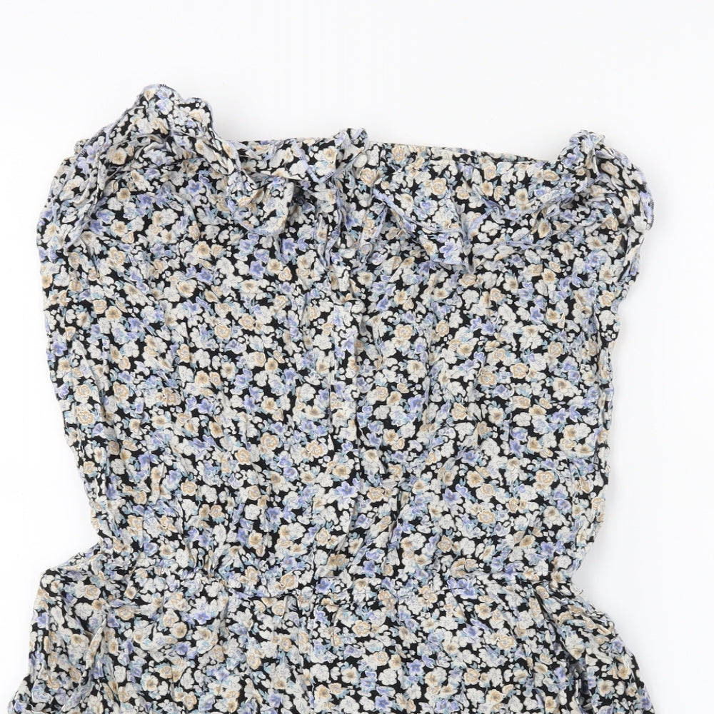 F&F Womens Blue Floral  Shorts One-Piece Size 10