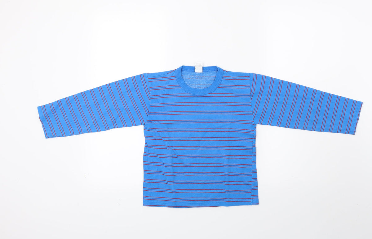 Luan Boys Blue Striped Jersey Pullover Sweatshirt Size 8 Years