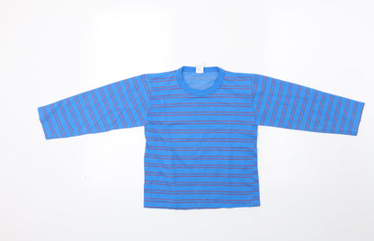 Luan Boys Blue Striped Jersey Pullover Sweatshirt Size 8 Years