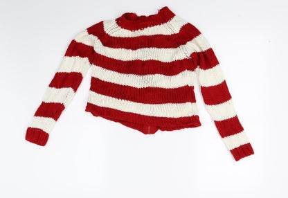 H&M Boys Red Striped  Cardigan Jumper Size 5-6 Years