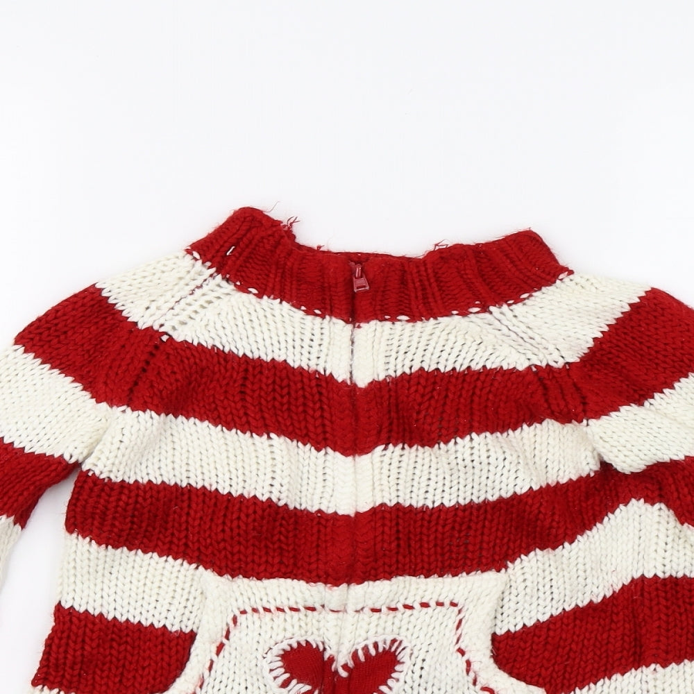 H&M Boys Red Striped  Cardigan Jumper Size 5-6 Years