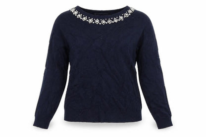 He Loves Me Womens Blue   Pullover Jumper Size 14  - Studded collar
