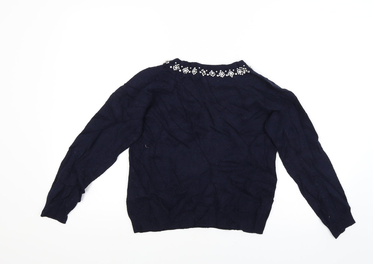 He Loves Me Womens Blue   Pullover Jumper Size 14  - Studded collar