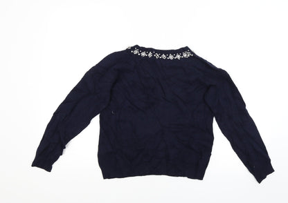 He Loves Me Womens Blue   Pullover Jumper Size 14  - Studded collar